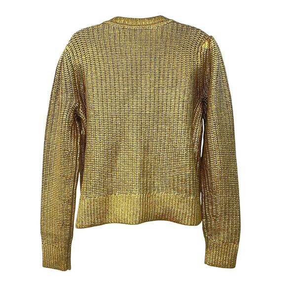 Boden Hand Printed Gold Rib Knit Cardigan Size US 6 UK 10 NWT - Picture 3 of 7